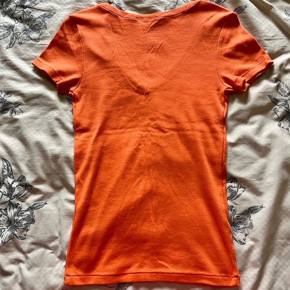 Orange Ralph Lauren V-neck T-shirt, size S - Picture 4 of 4